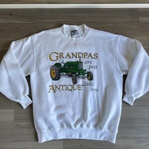 Vintage Tractor Lee Crewneck "Grandpas Are Just Like Antique Little Boys" Mens L